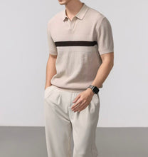 Load image into Gallery viewer, Textured Knit Stripe Polo