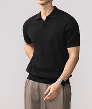 Load image into Gallery viewer, Cable-Knit Johnny Collar Polo Shirt