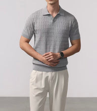 Load image into Gallery viewer, Cable-Knit Johnny Collar Polo Shirt