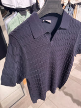 Load image into Gallery viewer, Cable-Knit Johnny Collar Polo Shirt