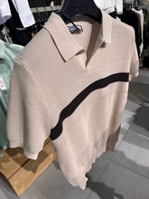 Load image into Gallery viewer, Textured Knit Stripe Polo