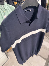 Load image into Gallery viewer, Textured Knit Stripe Polo