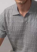 Load image into Gallery viewer, Cable-Knit Johnny Collar Polo Shirt