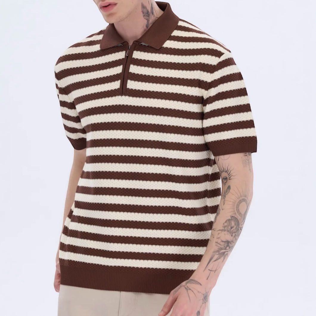Men’s Textured Zip Knit Polo