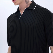 Load image into Gallery viewer, Ribbed Knit Polo shirt