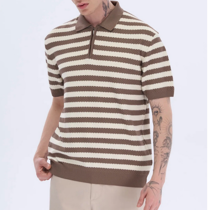 Men’s Textured Zip Knit Polo