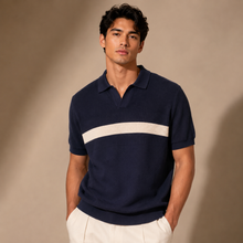 Load image into Gallery viewer, Textured Knit Stripe Polo